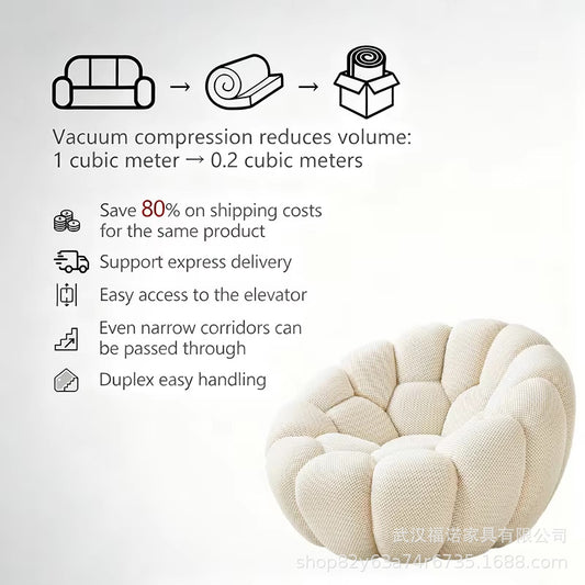Single fabric sofa bed - modern cream lazy sofa for small apartments, living room, and convertible seating