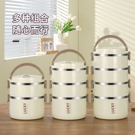 Large-capacity double-layer stainless steel insulated lunch box for office workers and students portable sealed lunch box