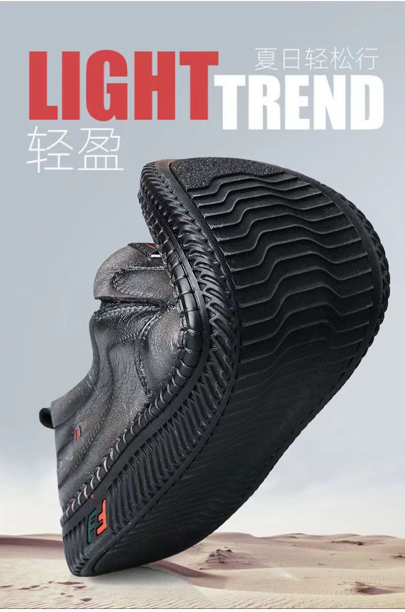 2025 Spring and Summer New Middle-aged Men's Non-slip Wear-resistant Work Shoes Breathable Lightweight plaid Business Casual Leather Shoes