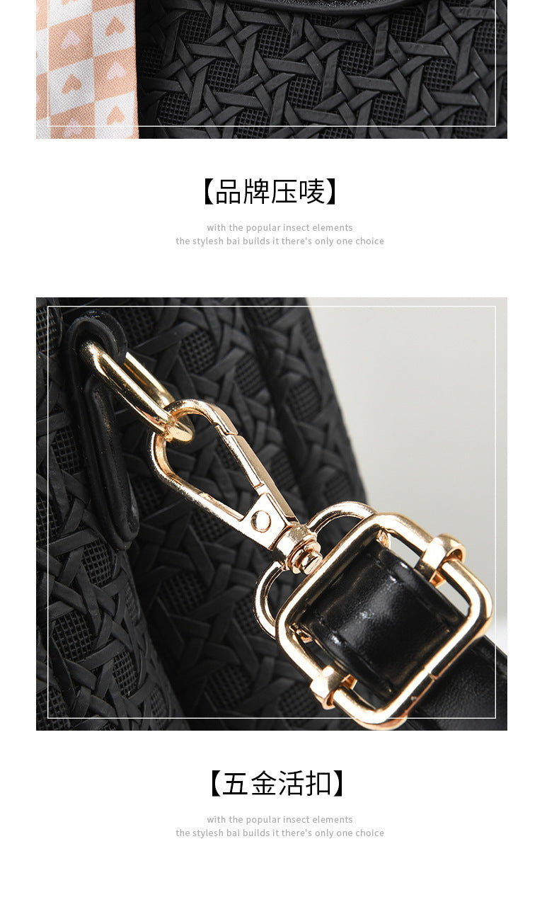 Women's Handheld Small Square Bag New Fashionable Woven Pattern Single Shoulder Crossbody Bag