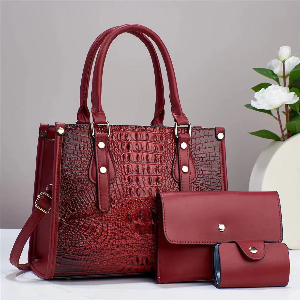 New Women's Bag Three-Piece Set Cross-Border Trendy Fashion Handbag Shoulder Crossbody Bag Large Capacity Mom Bag
