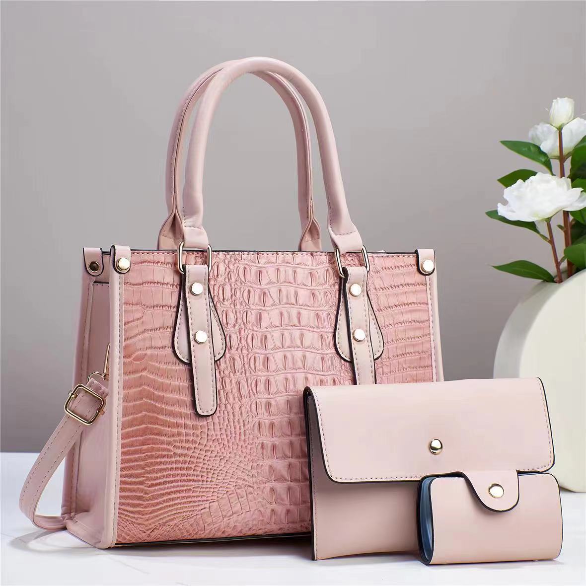 New Women's Bag Three-Piece Set Cross-Border Trendy Fashion Handbag Shoulder Crossbody Bag Large Capacity Mom Bag