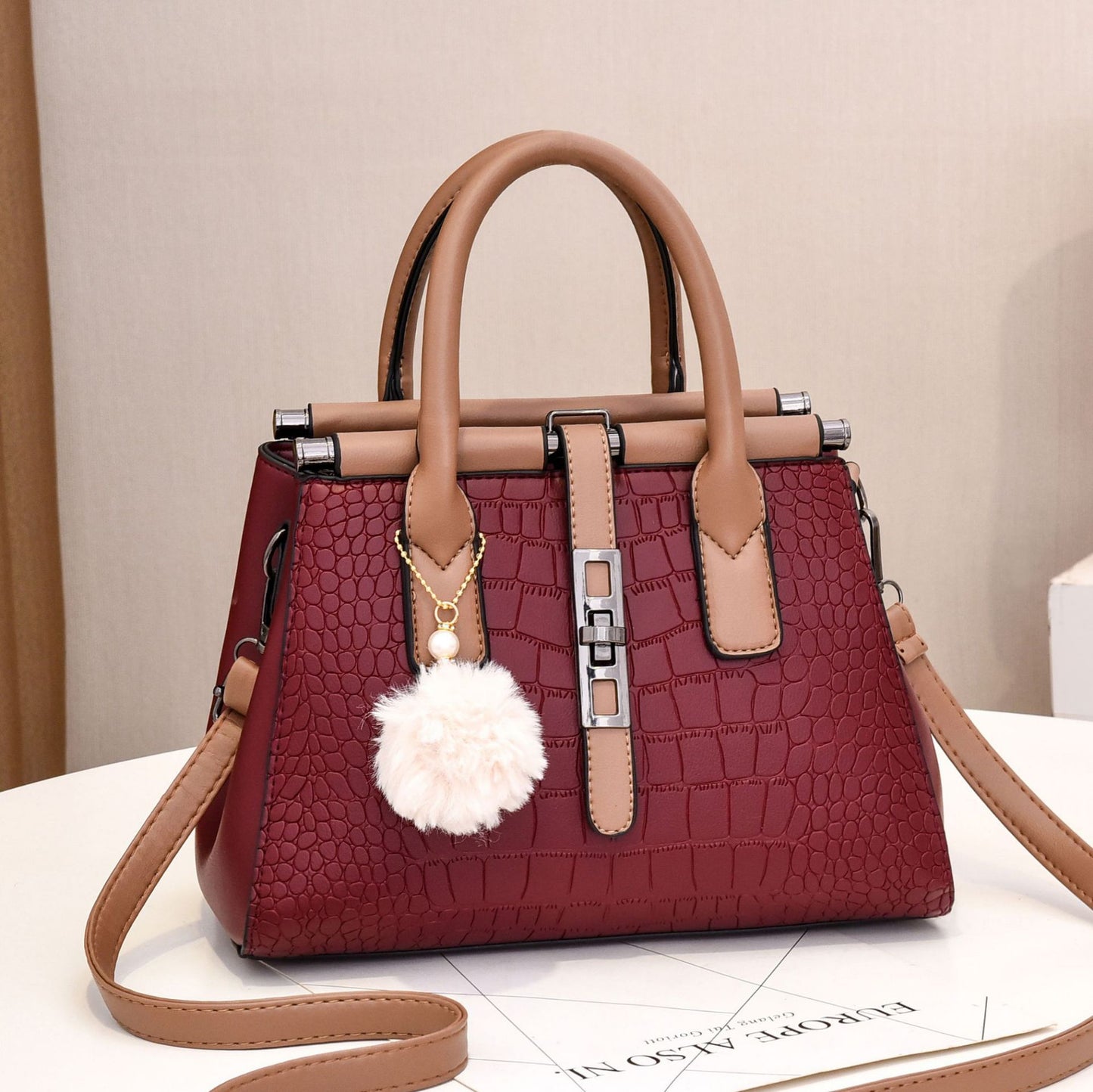 Women's Bag New European and American Style Crocodile Pattern Handbag Elegant Fashion Large Capacity Trendy Single Shoulder Crossbody Bag