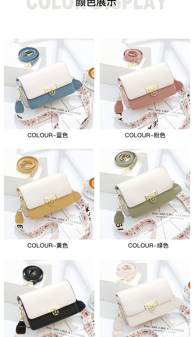 Winter New Simple Stylish Cute Women's Small Square Bag Fashion Color Block Texture Shoulder Bag Dropshipping