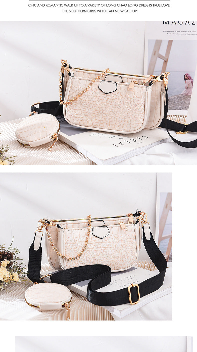 Crossbody Small Bag New Year Women's Korean Version Fresh Fashion Three-in-One Women's Bag Crossbody Shoulder Handbag
