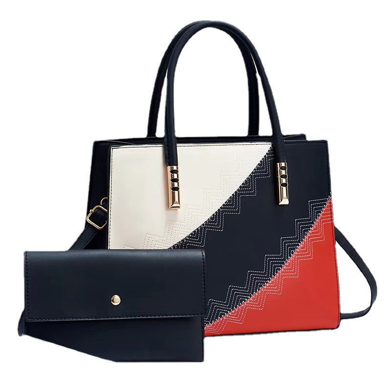 Women's New Trendy Color Block Large Capacity Mother-Daughter Bag Elegant Single Shoulder Crossbody Handbag Cross-Border Dropshipping