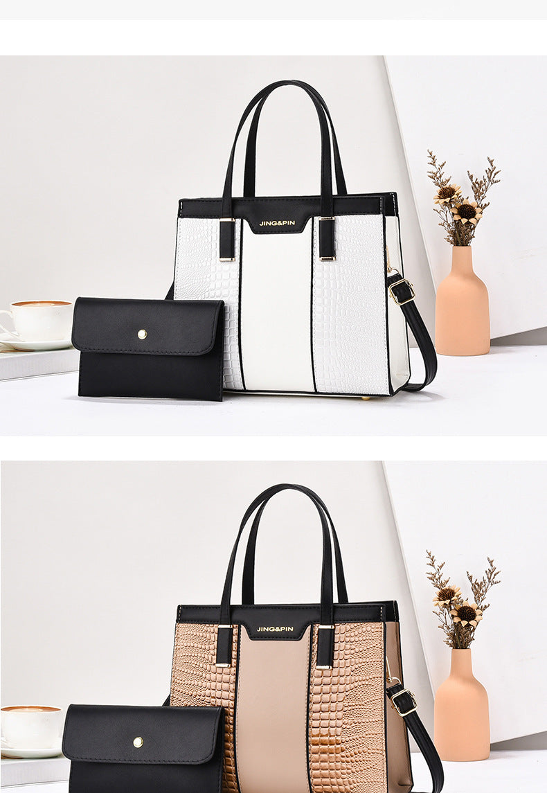 2025 Summer New Women's Bag Cross-Border Trendy Fashion Color-Block Large Capacity Handbag Mom Bag Single Shoulder Crossbody Bag