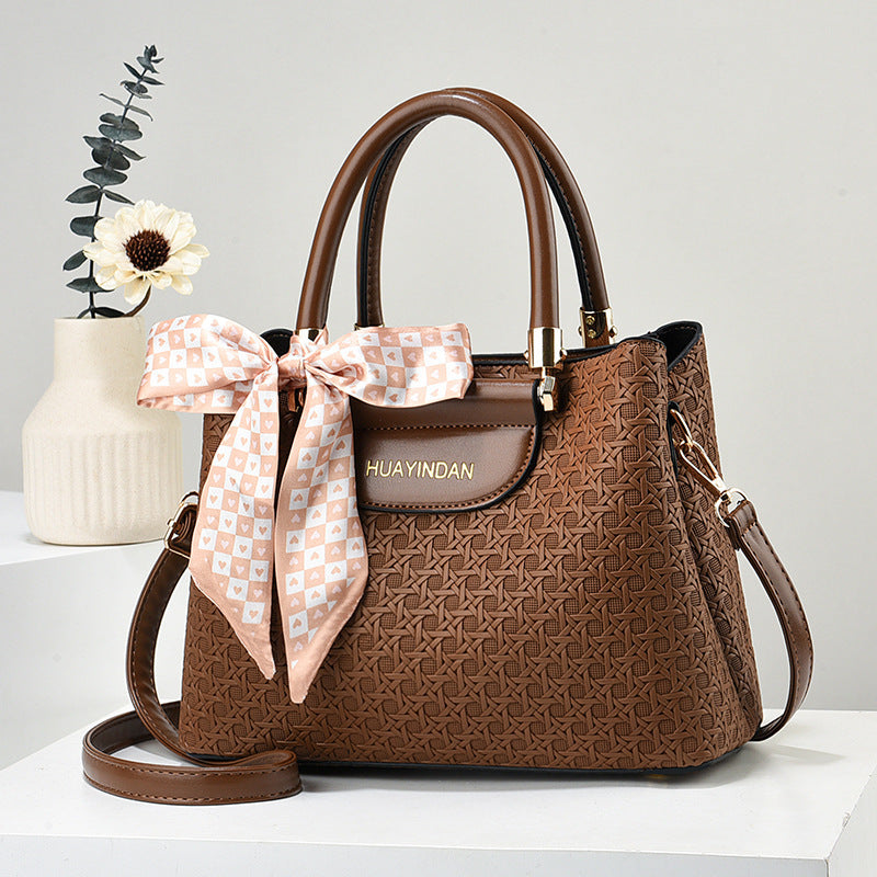 Women's Handheld Small Square Bag New Fashionable Woven Pattern Single Shoulder Crossbody Bag