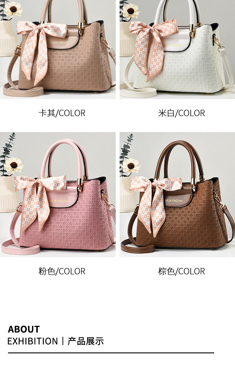 Women's Handheld Small Square Bag New Fashionable Woven Pattern Single Shoulder Crossbody Bag