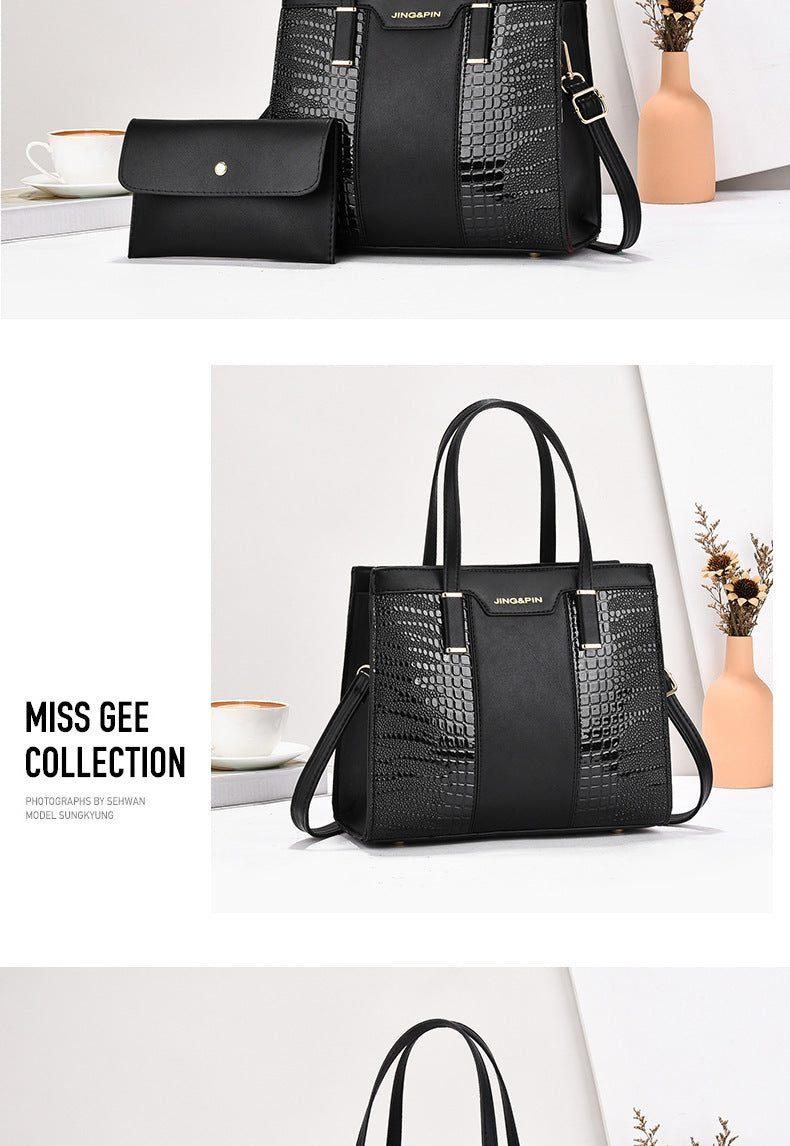 2025 Summer New Women's Bag Cross-Border Trendy Fashion Color-Block Large Capacity Handbag Mom Bag Single Shoulder Crossbody Bag