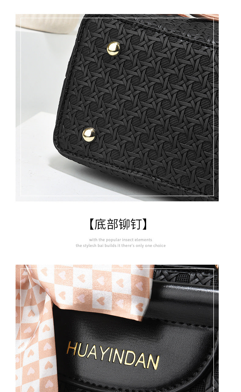 Women's Handheld Small Square Bag New Fashionable Woven Pattern Single Shoulder Crossbody Bag