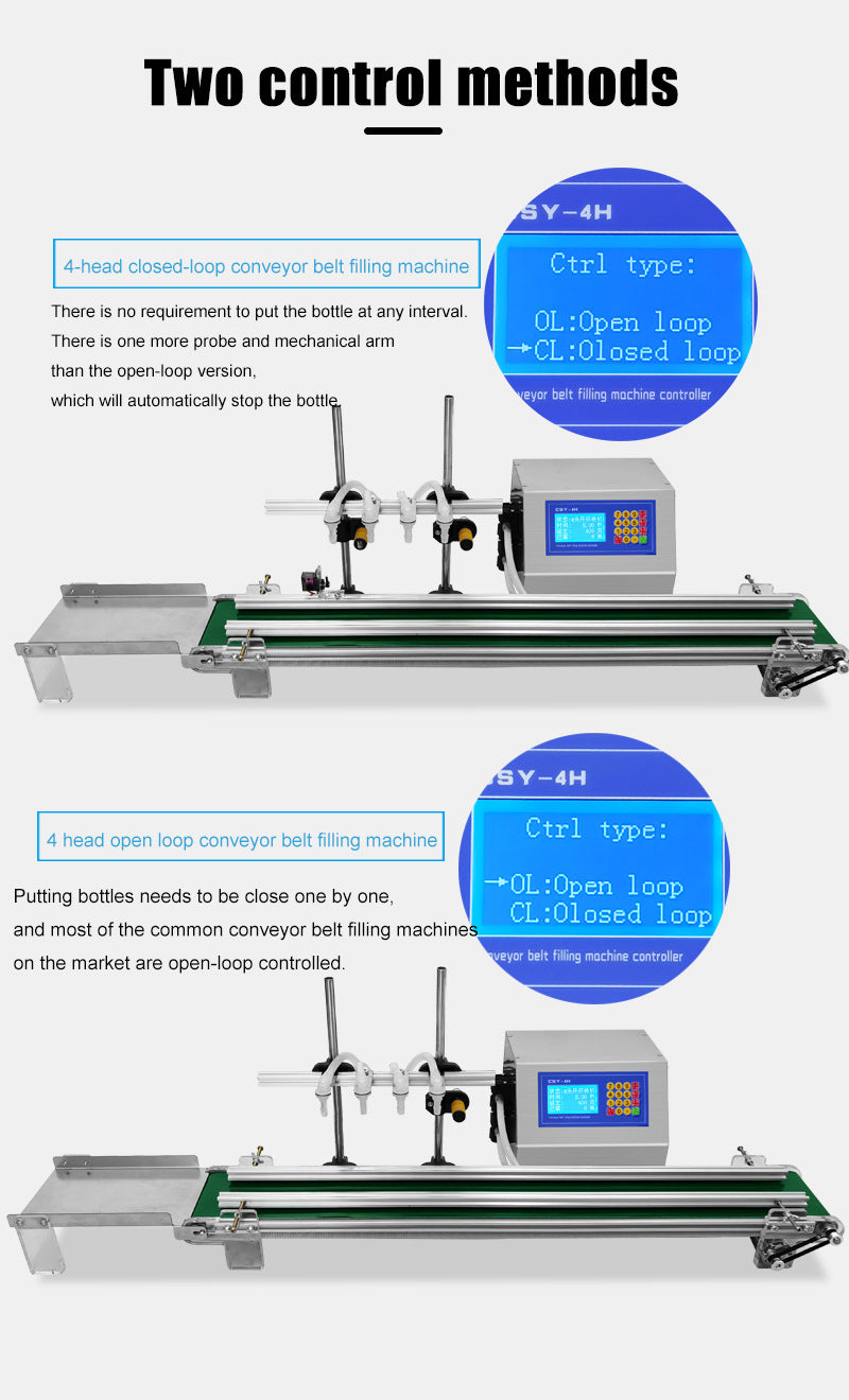 Automatic Small Four-Head Liquid Filling Machine Conveyor Belt Liquid Filling Machine with Conveyor