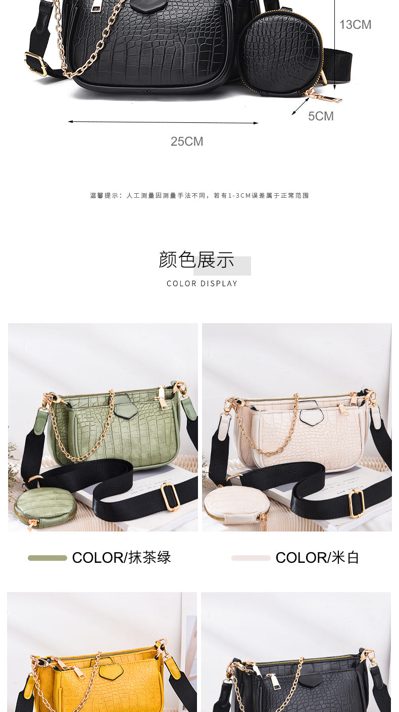 Crossbody Small Bag New Year Women's Korean Version Fresh Fashion Three-in-One Women's Bag Crossbody Shoulder Handbag