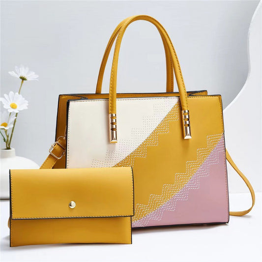 Women's New Trendy Color Block Large Capacity Mother-Daughter Bag Elegant Single Shoulder Crossbody Handbag Cross-Border Dropshipping