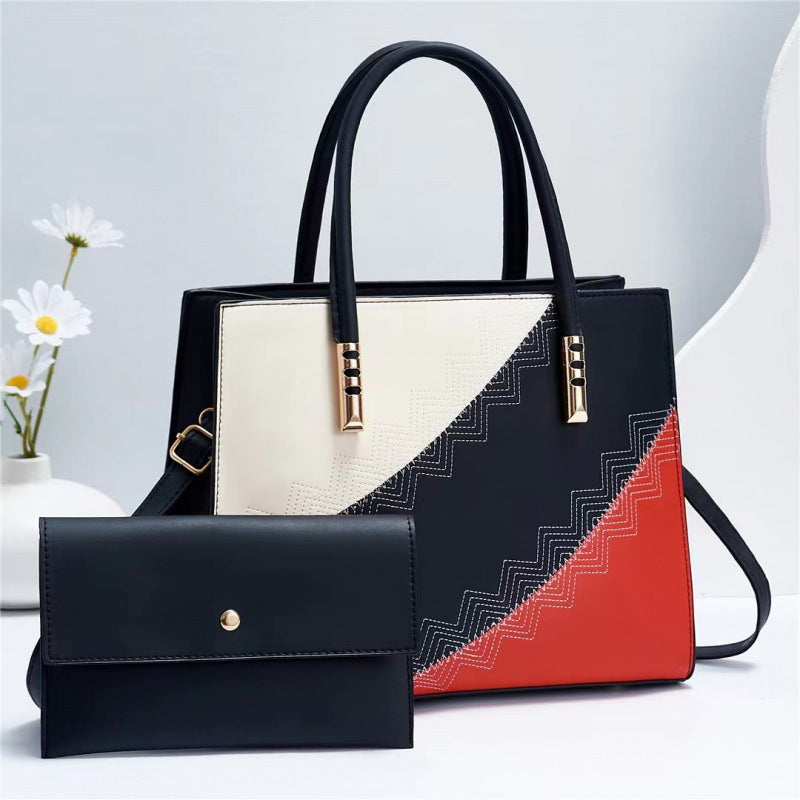 Women's New Trendy Color Block Large Capacity Mother-Daughter Bag Elegant Single Shoulder Crossbody Handbag Cross-Border Dropshipping