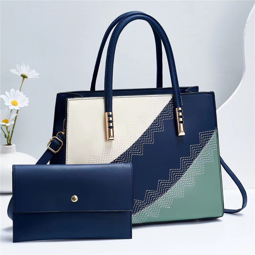 Women's New Trendy Color Block Large Capacity Mother-Daughter Bag Elegant Single Shoulder Crossbody Handbag Cross-Border Dropshipping