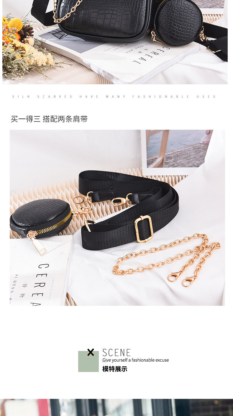 Crossbody Small Bag New Year Women's Korean Version Fresh Fashion Three-in-One Women's Bag Crossbody Shoulder Handbag