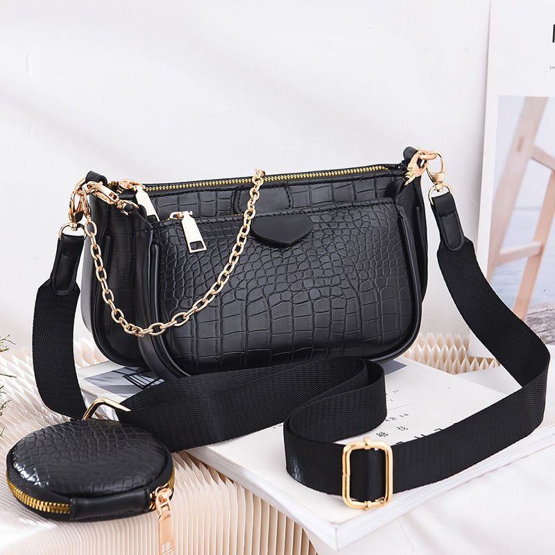 Crossbody Small Bag New Year Women's Korean Version Fresh Fashion Three-in-One Women's Bag Crossbody Shoulder Handbag