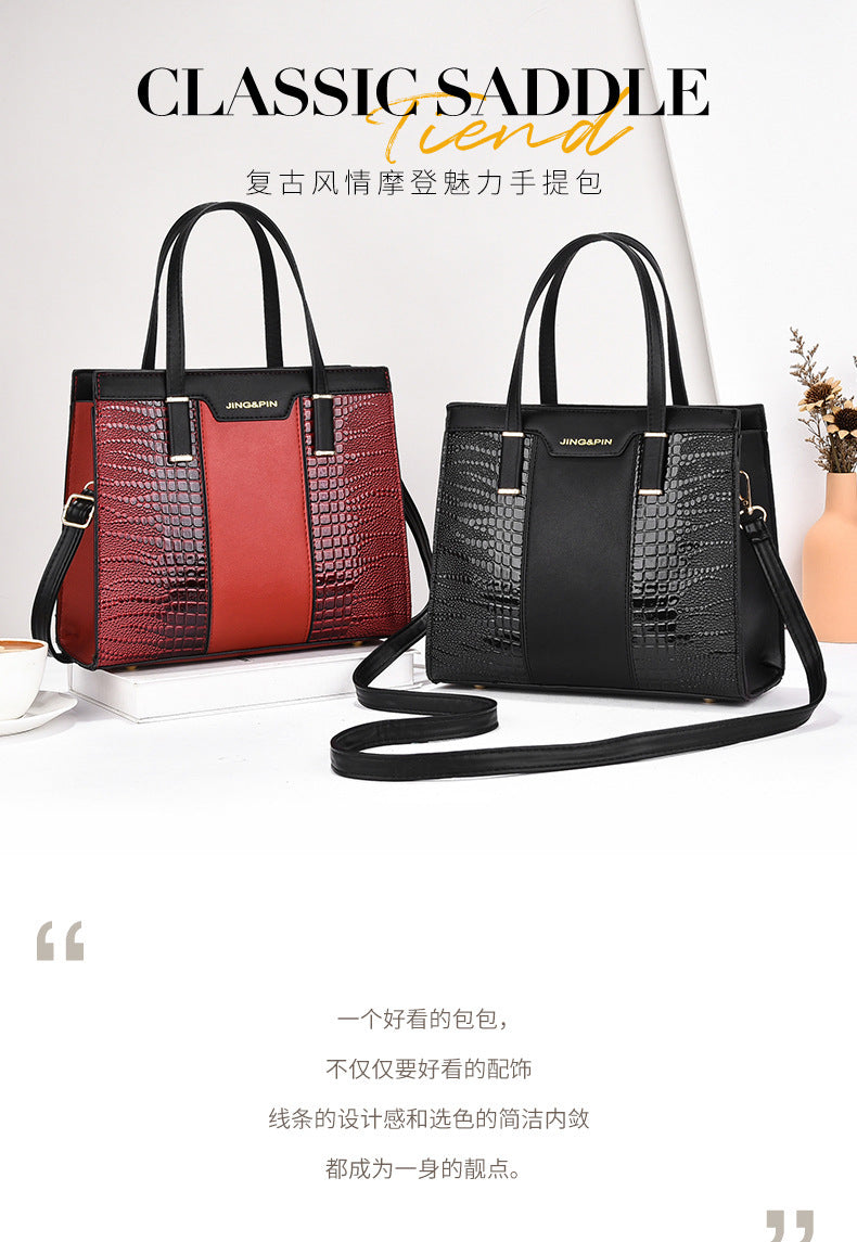 2025 Summer New Women's Bag Cross-Border Trendy Fashion Color-Block Large Capacity Handbag Mom Bag Single Shoulder Crossbody Bag
