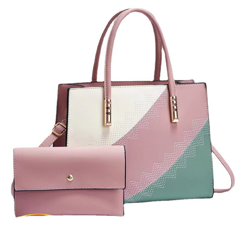 Women's New Trendy Color Block Large Capacity Mother-Daughter Bag Elegant Single Shoulder Crossbody Handbag Cross-Border Dropshipping