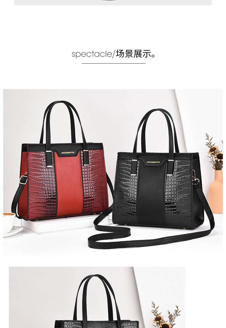 2025 Summer New Women's Bag Cross-Border Trendy Fashion Color-Block Large Capacity Handbag Mom Bag Single Shoulder Crossbody Bag