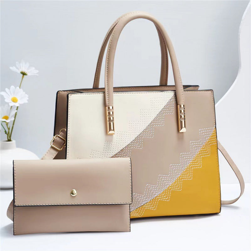 Women's New Trendy Color Block Large Capacity Mother-Daughter Bag Elegant Single Shoulder Crossbody Handbag Cross-Border Dropshipping