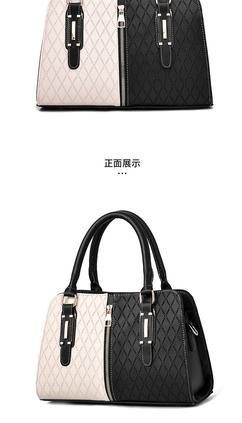 New Fashion Color Block Women's Handbag European and American Style Large Capacity Shoulder Crossbody Bag Trendy One Piece Dropshipping