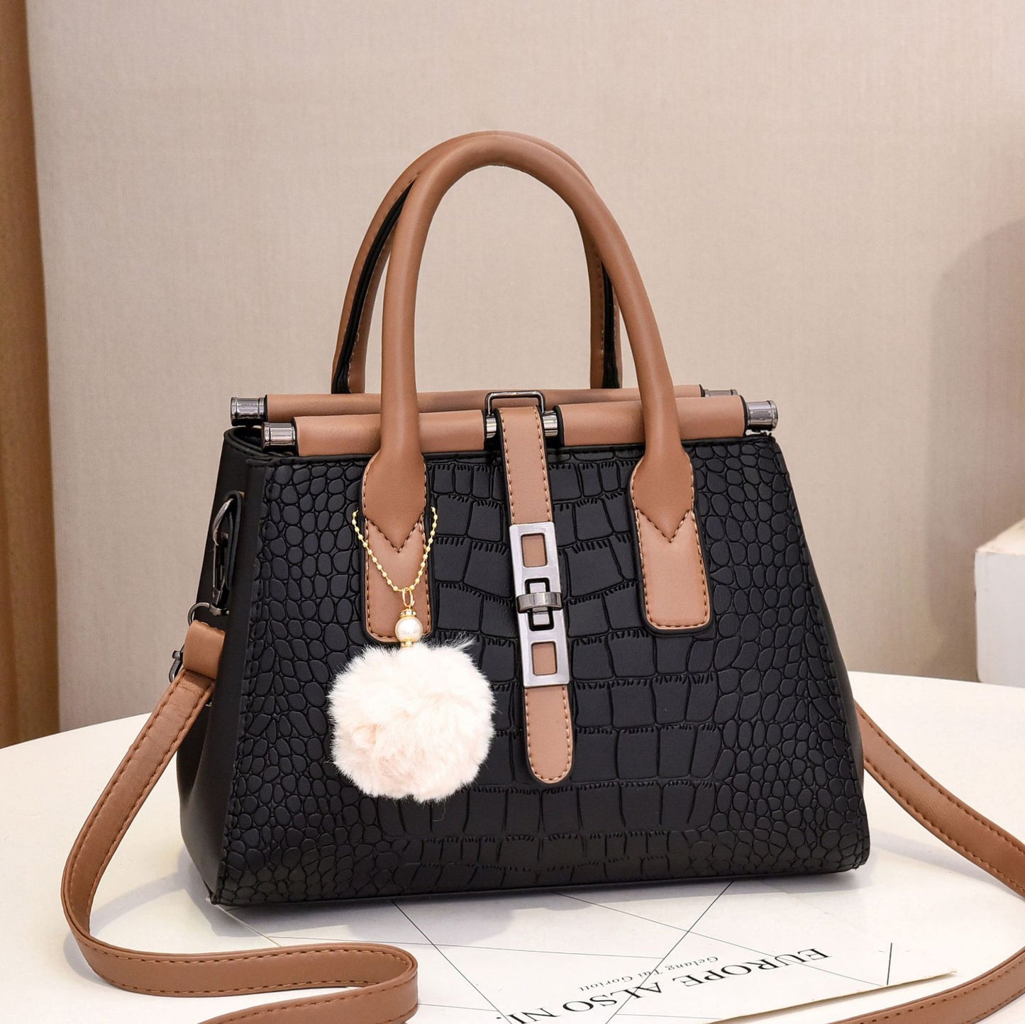Women's Bag New European and American Style Crocodile Pattern Handbag Elegant Fashion Large Capacity Trendy Single Shoulder Crossbody Bag