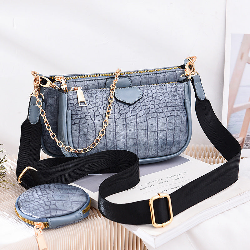 Crossbody Small Bag New Year Women's Korean Version Fresh Fashion Three-in-One Women's Bag Crossbody Shoulder Handbag