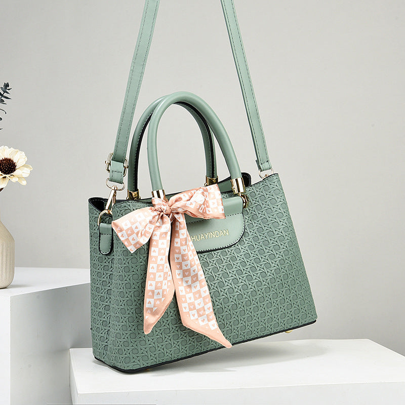 Women's Handheld Small Square Bag New Fashionable Woven Pattern Single Shoulder Crossbody Bag