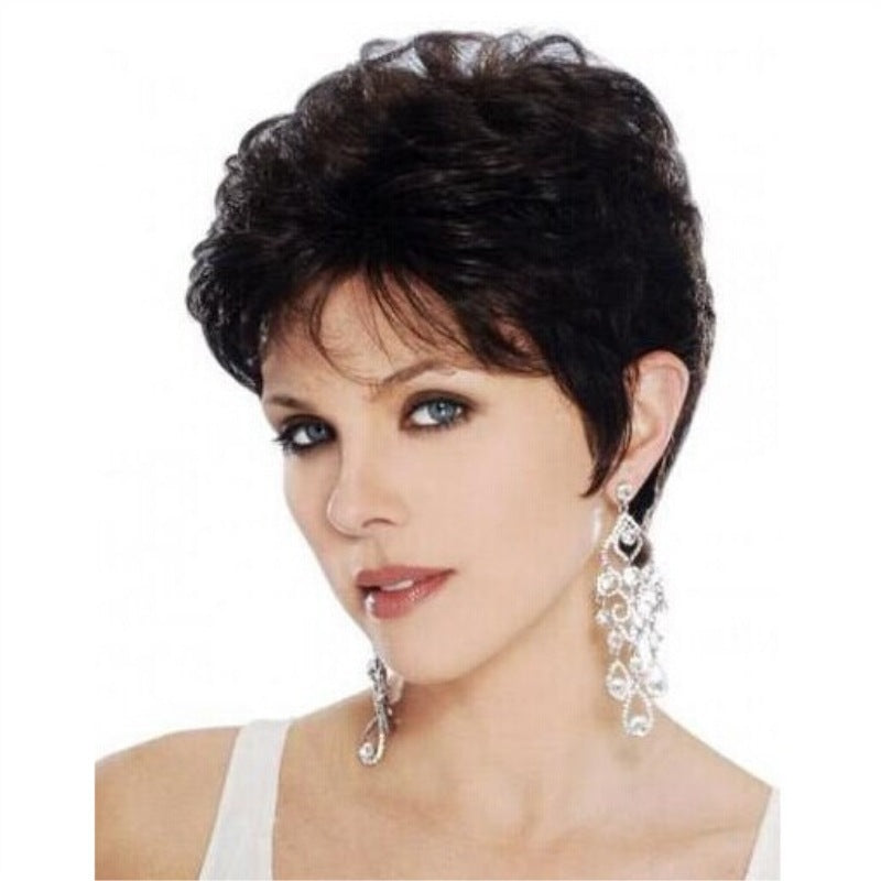 AliExpress European and American Fashion Women's Short Curly Brown Micro-Curly Synthetic Wig Wholesale