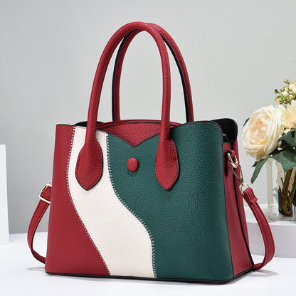 Summer New Korean Style Fashionable Patchwork Handbag Trendy Color-Block Elegant Mom Bag Wholesale