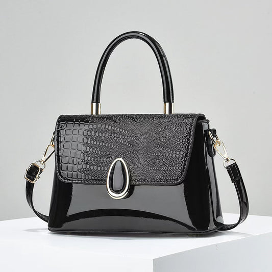 Summer New Fashionable European and American Style Shiny Leather Embossed Crocodile Texture Single Shoulder Handbag Small Bag Dropshipping