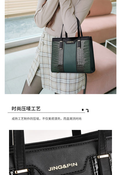2025 Summer New Women's Bag Cross-Border Trendy Fashion Color-Block Large Capacity Handbag Mom Bag Single Shoulder Crossbody Bag