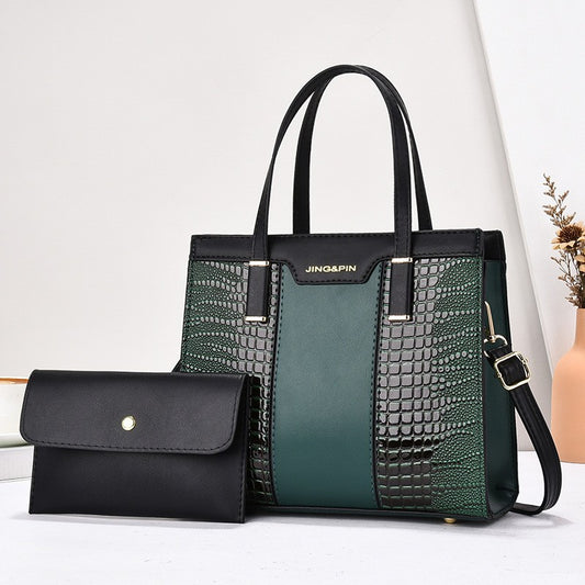 2025 Summer New Women's Bag Cross-Border Trendy Fashion Color-Block Large Capacity Handbag Mom Bag Single Shoulder Crossbody Bag