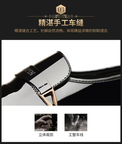 Wholesale Business Formal Shiny Casual Men's Youth Versatile Black Waterproof Men's Leather Shoes Shiny Leather Large Size Men's Shoes