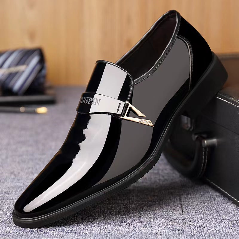 Wholesale Business Formal Shiny Casual Men's Youth Versatile Black Waterproof Men's Leather Shoes Shiny Leather Large Size Men's Shoes