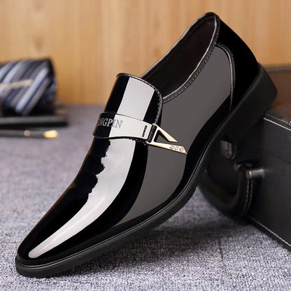 Wholesale Business Formal Shiny Casual Men's Youth Versatile Black Waterproof Men's Leather Shoes Shiny Leather Large Size Men's Shoes