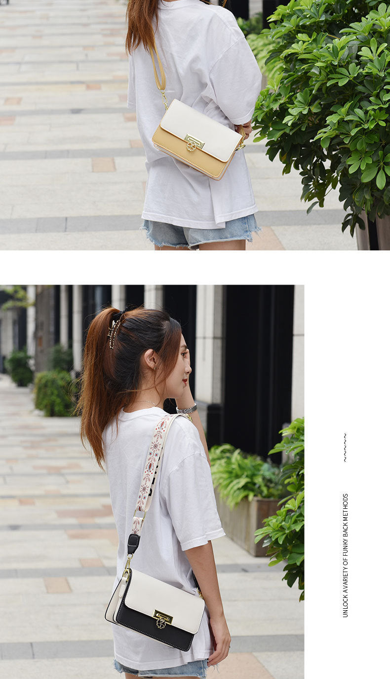 Winter New Simple Stylish Cute Women's Small Square Bag Fashion Color Block Texture Shoulder Bag Dropshipping