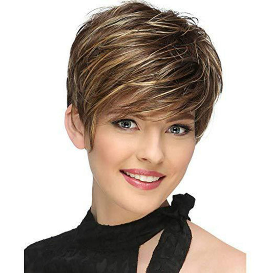 European and American Fashion Short Hair Stylish Textured Short Straight Hair Synthetic Fiber Machine-Made Wig
