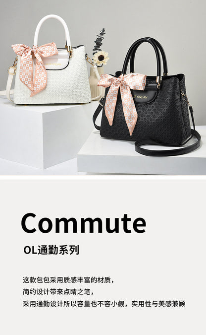 Women's Handheld Small Square Bag New Fashionable Woven Pattern Single Shoulder Crossbody Bag