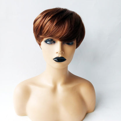 European and American Fashion Short Hair Stylish Textured Short Straight Hair Synthetic Fiber Machine-Made Wig