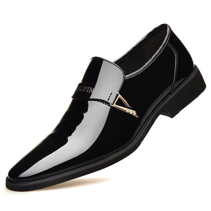 Wholesale Business Formal Shiny Casual Men's Youth Versatile Black Waterproof Men's Leather Shoes Shiny Leather Large Size Men's Shoes