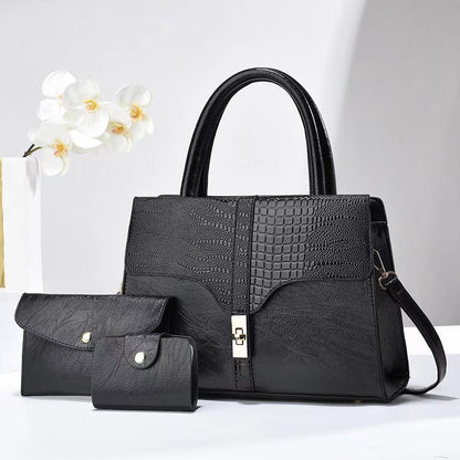 New Cross-Border Women's Handbag Elegant Simple Shoulder Crossbody Bag Trendy Fashion Mom Bag Three-Piece Set