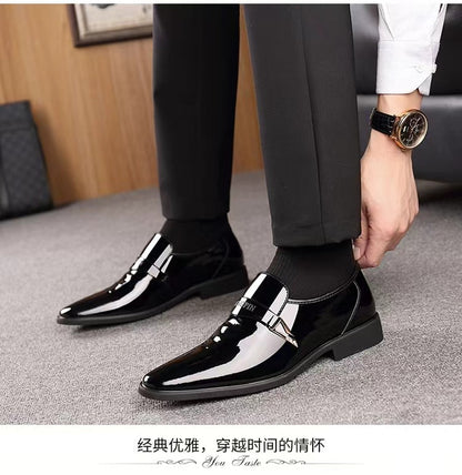 Wholesale Business Formal Shiny Casual Men's Youth Versatile Black Waterproof Men's Leather Shoes Shiny Leather Large Size Men's Shoes