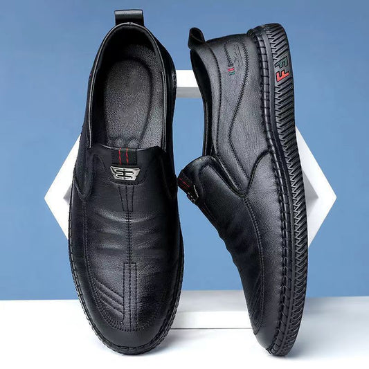 2025 Spring and Summer New Middle-aged Men's Non-slip Wear-resistant Work Shoes Breathable Lightweight plaid Business Casual Leather Shoes