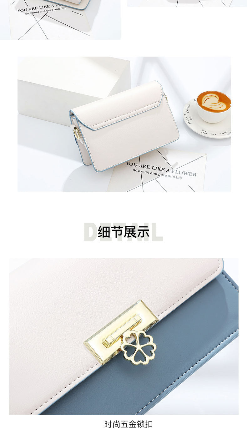 Winter New Simple Stylish Cute Women's Small Square Bag Fashion Color Block Texture Shoulder Bag Dropshipping