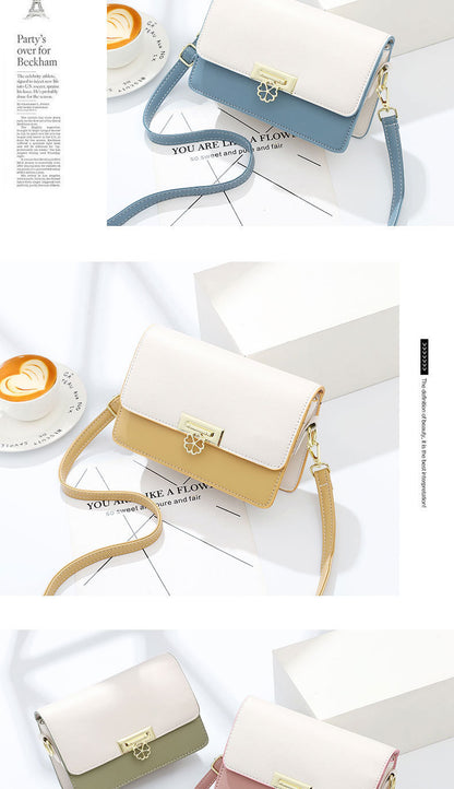 Winter New Simple Stylish Cute Women's Small Square Bag Fashion Color Block Texture Shoulder Bag Dropshipping