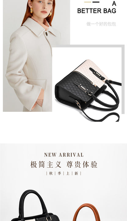 New Fashion Color Block Women's Handbag European and American Style Large Capacity Shoulder Crossbody Bag Trendy One Piece Dropshipping