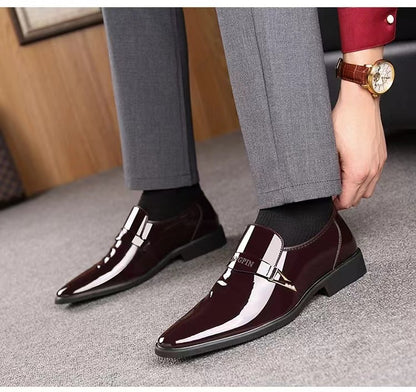 Wholesale Business Formal Shiny Casual Men's Youth Versatile Black Waterproof Men's Leather Shoes Shiny Leather Large Size Men's Shoes
